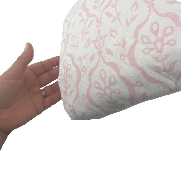Pottery Barn Kids Pink on White Floral Geometric Inspired Print Flat Sheet EUC - Picture 2 of 5